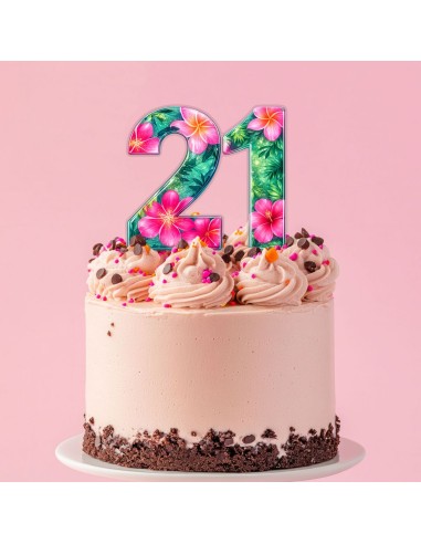 Full Colour Taarttopper op Maat: Tropisch 1 - Cijfers Dubbel