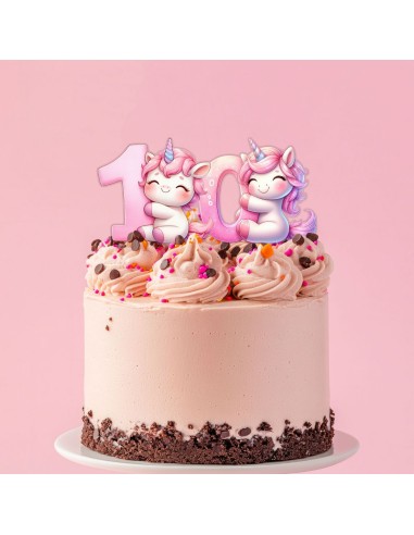 Full Colour Taarttopper op Maat: Unicorn - Cijfers Dubbel