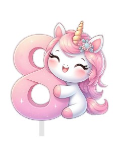 Full Colour Taarttopper op Maat: Unicorn - Cijfer Enkel