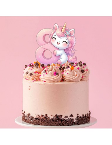 Full Colour Taarttopper op Maat: Unicorn - Cijfer Enkel