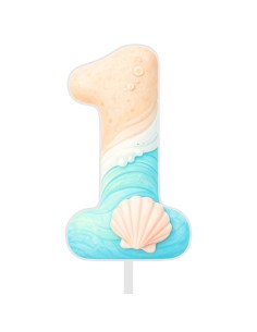 Full Colour Taarttopper op Maat: Strand - Cijfer Enkel