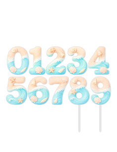 Full Colour Taarttopper op Maat: Strand - Cijfer Enkel 2