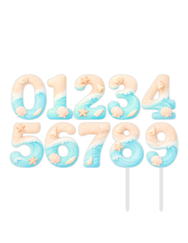 Full Colour Taarttopper op Maat: Strand - Cijfer Enkel