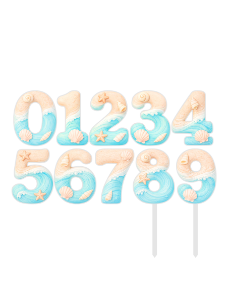 Full Colour Taarttopper op Maat: Strand - Cijfers Dubbel