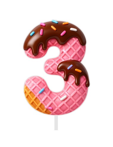 Full Colour Taarttopper op Maat: IJsje - Cijfer Enkel