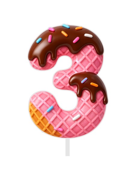 Full Colour Taarttopper op Maat: IJsje - Cijfer Enkel