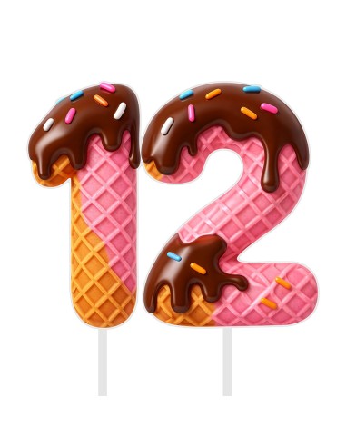 Full Colour Taarttopper op Maat: IJsje - Cijfers Dubbel