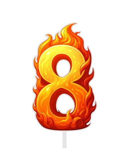 Full Colour Taarttopper op Maat: Vuur - Cijfer Enkel