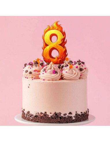 Full Colour Taarttopper op Maat: Vuur - Cijfer Enkel