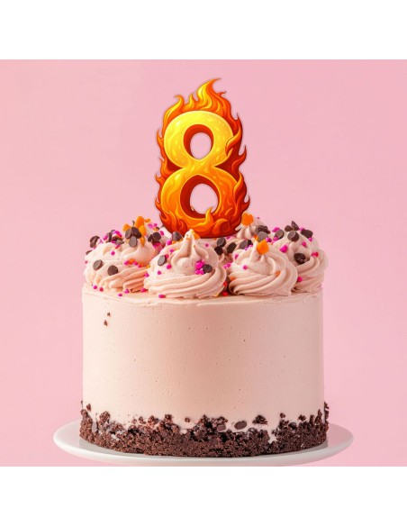 Full Colour Taarttopper op Maat: Vuur - Cijfer Enkel