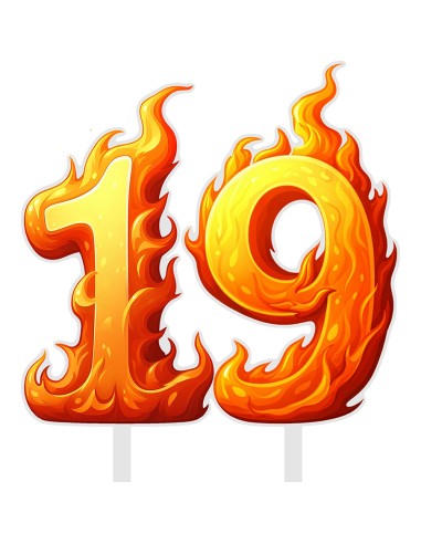 Full Colour Taarttopper op Maat: Vuur - Cijfers Dubbel