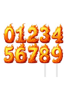 Full Colour Taarttopper op Maat: Vuur - Cijfers Dubbel 2