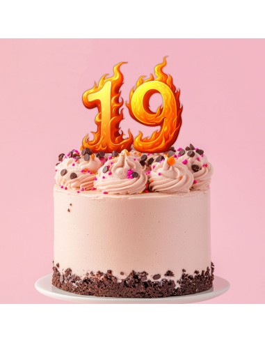 Full Colour Taarttopper op Maat: Vuur - Cijfers Dubbel