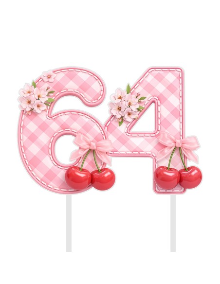 Full Colour Taarttopper op Maat: Kersen - Cijfers Dubbel