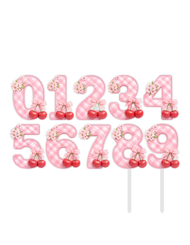 Full Colour Taarttopper op Maat: Kersen - Cijfers Dubbel