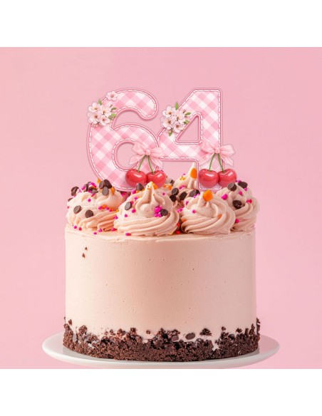 Full Colour Taarttopper op Maat: Kersen - Cijfers Dubbel