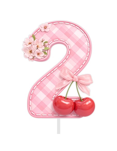 Full Colour Taarttopper op Maat: Kersen - Cijfer Enkel