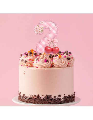 Full Colour Taarttopper op Maat: Kersen - Cijfer Enkel