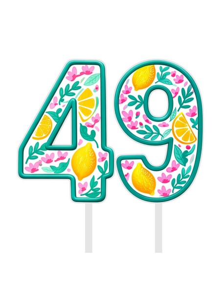 Full Colour Taarttopper op Maat: Pink Lemon - Cijfers Dubbel