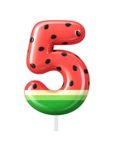Full Colour Taarttopper op Maat: Watermeloen - Cijfer Enkel