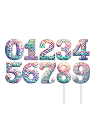 Full Colour Taarttopper op Maat: Zeemeermin - Cijfer Enkel