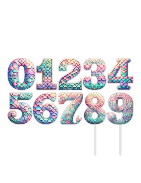 Full Colour Taarttopper op Maat: Zeemeermin - Cijfer Enkel