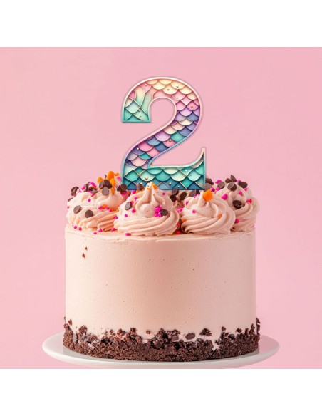 Full Colour Taarttopper op Maat: Zeemeermin - Cijfer Enkel