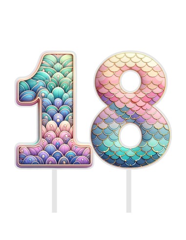 Full Colour Taarttopper op Maat: Zeemeermin - Cijfers Dubbel