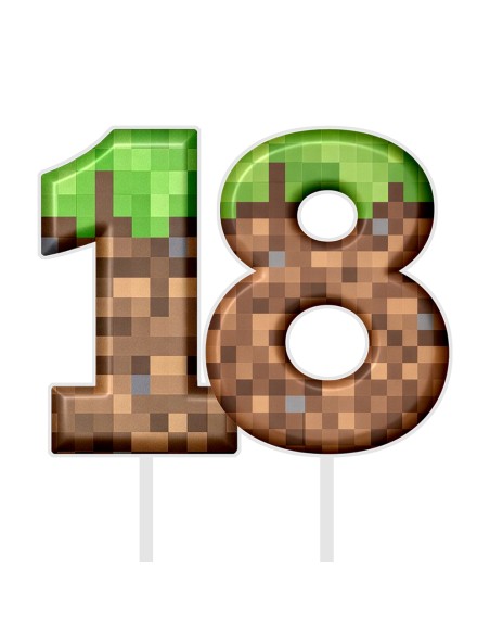 Full Colour Taarttopper op Maat: Minecraft - Cijfers Dubbel