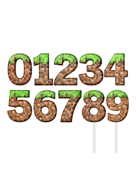 Full Colour Taarttopper op Maat: Minecraft - Cijfers Dubbel