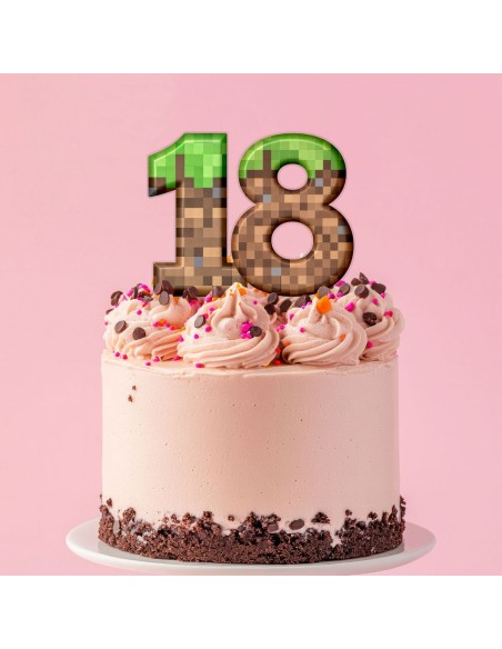 Full Colour Taarttopper op Maat: Minecraft - Cijfers Dubbel