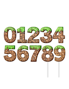Full Colour Taarttopper op Maat: Minecraft - Cijfer Enkel 2