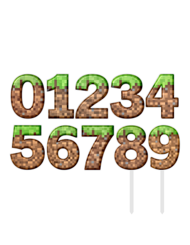 Full Colour Taarttopper op Maat: Minecraft - Cijfer Enkel