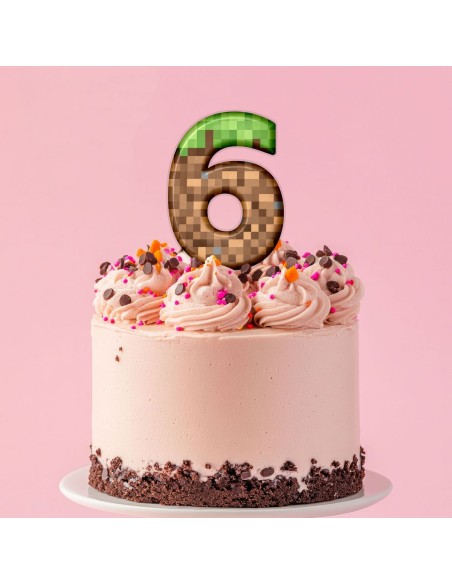 Full Colour Taarttopper op Maat: Minecraft - Cijfer Enkel