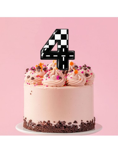 Full Colour Taarttopper op Maat: Racen - Cijfer Enkel