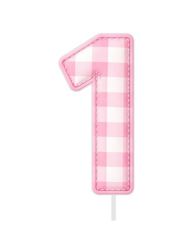 Full Colour Taarttopper op Maat: Ruit Roze - Cijfer Enkel