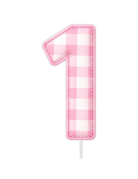 Full Colour Taarttopper op Maat: Ruit Roze - Cijfer Enkel