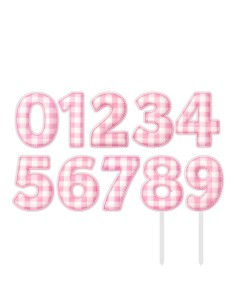 Full Colour Taarttopper op Maat: Ruit Roze - Cijfer Enkel 2