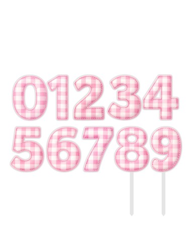 Full Colour Taarttopper op Maat: Ruit Roze - Cijfer Enkel