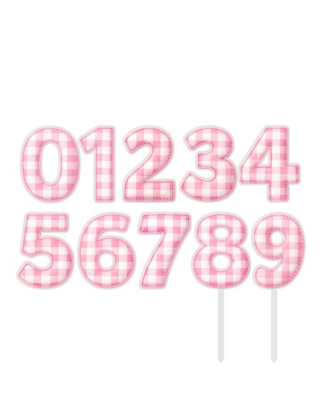 Full Colour Taarttopper op Maat: Ruit Roze - Cijfer Enkel