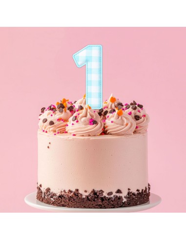 Full Colour Taarttopper op Maat: Ruit Blauw - Cijfer Enkel