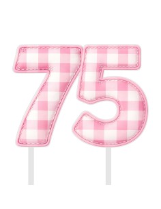 Full Colour Taarttopper op Maat: Ruit Roze - Cijfers Dubbel