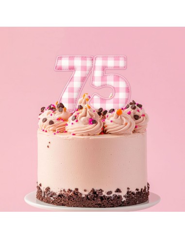 Full Colour Taarttopper op Maat: Ruit Roze - Cijfers Dubbel