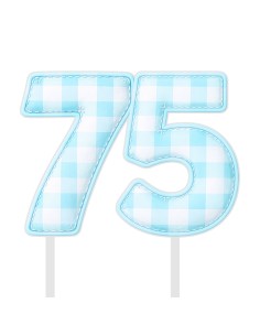 Full Colour Taarttopper op Maat: Ruit Blauw - Cijfers Dubbel