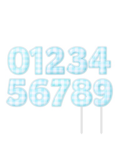 Full Colour Taarttopper op Maat: Ruit Blauw - Cijfers Dubbel