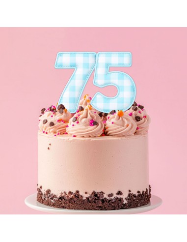 Full Colour Taarttopper op Maat: Ruit Blauw - Cijfers Dubbel