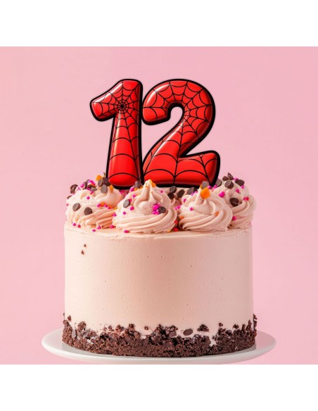Full Colour Taarttopper op Maat: Spiderman - Cijfers Dubbel