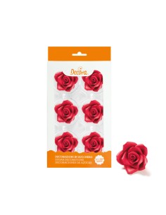 Decora Suikerbloemen Rozen Rood Large -6st-
