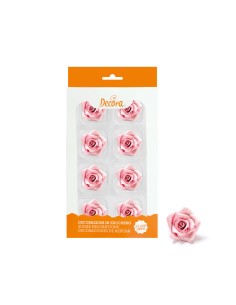 Decora Suikerbloemen Rozen Roze Medium -8st-