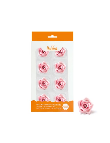 Decora Suikerbloemen Rozen Roze Medium -8st-